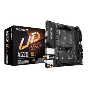 Gigabyte A520I AC - 1.0 - Motherboard - Mini-ITX - Socket AM4 - AMD A520 Chipsatz - USB 3.2 Gen 1 - Gigabit LAN, Wi-Fi, Bluetooth - Onboard-Grafik (CPU erforderlich)