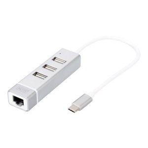 DIGITUS USB Typ-C 3-Port Hub + Fast Ethernet LAN-Adapter