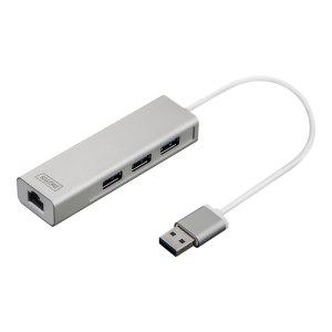 DIGITUS Hub USB 3.0 a 3 porte e adattatore LAN Gigabit