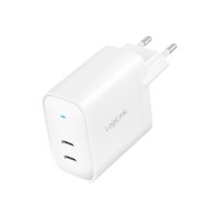 LogiLink - Netzteil - GaN-Technologie - 40 Watt - 3 A - Fast Charge, PD/PPS - 2 Ausgabeanschlussstellen (2 x USB-C) - weiß