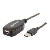 Manhattan USB-A to USB-A Extension Cable, 10m, Male to Female, Active, 480 Mbps (USB 2.0)