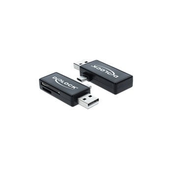 Delock Micro USB OTG Card Reader + USB A maschio - Lettore di schede (MMC, SD, microSD, SDHC, microSDHC, SDXC, microSDXC)