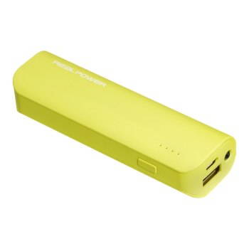 Realpower PB-2600 - Powerbank - 2600 mAh - 1 A (USB) - auf Kabel: Micro-USB - grün