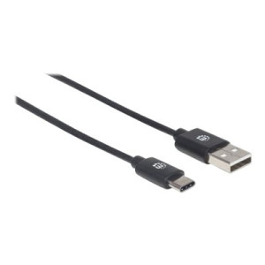 Manhattan USB-C to USB-A Cable, 1m, Male to Male, Black, 480 Mbps (USB 2.0)