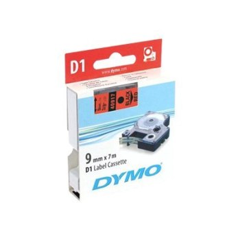 Dymo D1 - Selbstklebend - schwarz auf rot - Rolle (0,9 cm x 7 m)