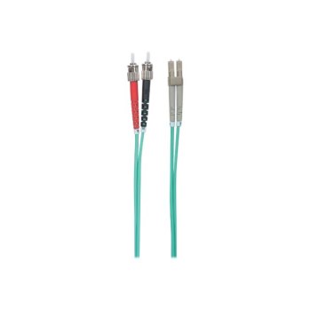 Intellinet Cavo patch in fibra ottica, OM3, ST/LC, 3 m, Aqua, duplex, multimodale, 50/125 µm, LSZH, fibra, garanzia a vita, sacchetto di plastica - Cavo patch - ST multimodale (M)