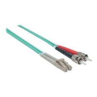 Intellinet Fibre Optic Patch Cable, OM3, ST/LC, 3m, Aqua, Duplex, Multimode, 50/125 Âµm, LSZH, Fiber, Lifetime Warranty, Polybag - Patch-Kabel - ST multi-mode (M)