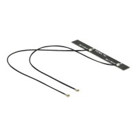 DeLOCK WLAN Twin Antenna 2 x MHF IV 802.11 ac/a/h/b/g/n 5 dBi 150 mm PCB internal self adhesive - Antenna - Wi-Fi - 5 dBi - Black