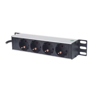 Intellinet 10" 4-fach Steckdosenleiste, Schutzkontakt, Power-LED, ohne Überspannungsschutz, 1,8 m Stromkabel, 1 HE - Steckdosenleiste (Rack - einbaufähig) - 125 V - Eingabe, Eingang CEE 7/4 - Ausgangsanschlüsse: 4 (CEE 7/3) - 1U - 25.4 cm (10") - Deutschl