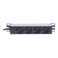 Intellinet 10" 4-fach Steckdosenleiste, Schutzkontakt, Power-LED, ohne Überspannungsschutz, 1,8 m Stromkabel, 1 HE - Steckdosenleiste (Rack - einbaufähig) - 125 V - Eingabe, Eingang CEE 7/4 - Ausgangsanschlüsse: 4 (CEE 7/3) - 1U - 25.4 cm (10") - Deutschl