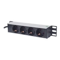 Intellinet 10" 4-fach Steckdosenleiste, Schutzkontakt, Power-LED, ohne Überspannungsschutz, 1,8 m Stromkabel, 1 HE - Steckdosenleiste (Rack - einbaufähig) - 125 V - Eingabe, Eingang CEE 7/4 - Ausgangsanschlüsse: 4 (CEE 7/3) - 1U - 25.4 cm (10") - Deutschl