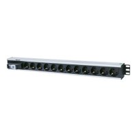 Intellinet Vertical Rackmount 12-Way Power Strip - German Type, With Single Air Switch, No Surge Protection - Stromverteilungseinheit (Rack - einbaufähig) - Ausgangsanschlüsse: 12 - 1.5U - 48.3 cm (19")