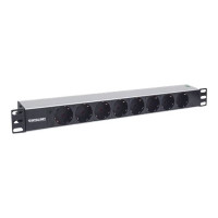 Intellinet 19" 8-fold power strip, protective contact, power LED, without surge protection, 1.8 m power cable, 1 U - power strip (rack-mountable) - AC 250 V - input, input CEE 7/4 - output connections: 8 (CEE 7/3) - 1,5U - 48,3 cm (