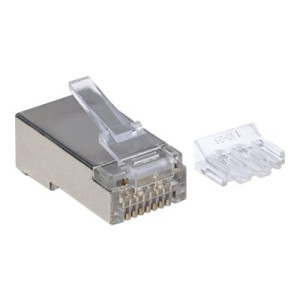 Intellinet 90er-Pack Cat6A RJ45-Modularstecker, STP, 3-Punkt-Aderkontaktierung, für Massivdraht, 90 Stecker im Becher - Netzwerkanschluss - RJ-45 (M)