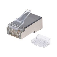 Intellinet 90er-Pack Cat6A RJ45-Modularstecker, STP, 3-Punkt-Aderkontaktierung, für Massivdraht, 90 Stecker im Becher - Netzwerkanschluss - RJ-45 (M)