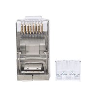 Intellinet 90er-Pack Cat6A RJ45-Modularstecker, STP, 3-Punkt-Aderkontaktierung, für Massivdraht, 90 Stecker im Becher - Netzwerkanschluss - RJ-45 (M)