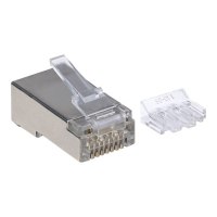 Intellinet 90er-Pack Cat6A RJ45-Modularstecker, STP, 3-Punkt-Aderkontaktierung, für Massivdraht, 90 Stecker im Becher - Netzwerkanschluss - RJ-45 (M)