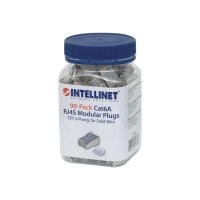 Intellinet 90er-Pack Cat6A RJ45-Modularstecker, STP, 3-Punkt-Aderkontaktierung, für Massivdraht, 90 Stecker im Becher - Netzwerkanschluss - RJ-45 (M)