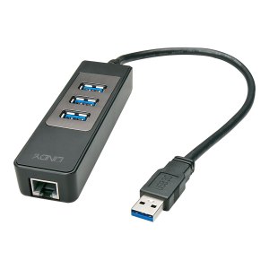 Hub USB 3.1 e adattatore Gigabit Ethernet Lindy