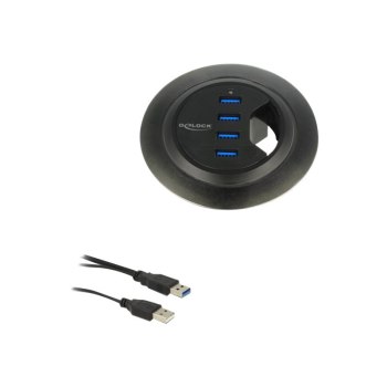 Delock In-Desk Hub - Hub - 4 x SuperSpeed USB 3.0