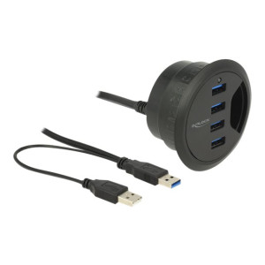 Delock In-Desk Hub - hub - 4 x SuperSpeed USB 3.0