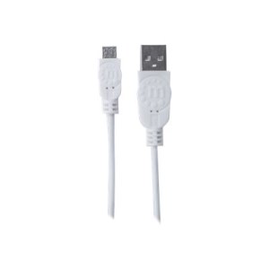 Manhattan USB-A to Micro-USB Cable, 1m, Male to Male, White, 480 Mbps (USB 2.0)