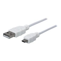 Manhattan USB-A to Micro-USB Cable, 1m, Male to Male, White, 480 Mbps (USB 2.0)