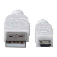 Manhattan USB-A to Micro-USB Cable, 1m, Male to Male, White, 480 Mbps (USB 2.0)