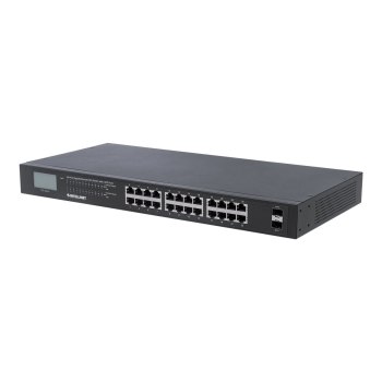 Intellinet 24-Port Gigabit Ethernet PoE+ Switch with 2 SFP Ports, LCD Display, IEEE 802.3at/af Power over Ethernet (PoE+/PoE)