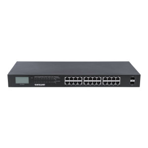 Intellinet 24-Port Gigabit Ethernet PoE+ Switch with 2 SFP Ports, LCD Display, IEEE 802.3at/af Power over Ethernet (PoE+/PoE)