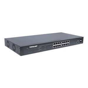 Intellinet 16-Port Gigabit Ethernet PoE+ Web-Managed Switch with 2 SFP Ports, IEEE 802.3at/af Power over Ethernet (PoE+/PoE)