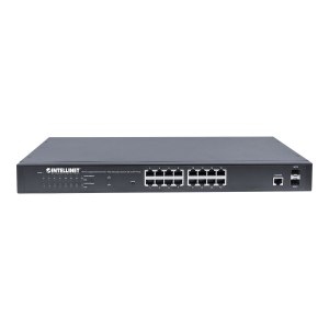 Intellinet 16-Port Gigabit Ethernet PoE+ Web-Managed Switch with 2 SFP Ports, IEEE 802.3at/af Power over Ethernet (PoE+/PoE)