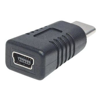 Manhattan USB-C to Mini-USB Adapter, Male to Female, 5 Gbps (USB 3.2 Gen1 aka USB 3.0)