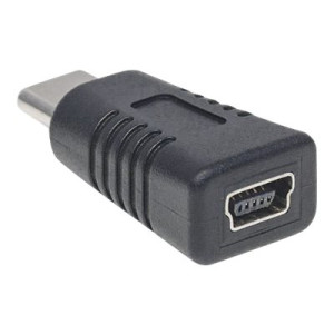 Manhattan USB-C to Mini-USB Adapter, Male to Female, 5 Gbps (USB 3.2 Gen1 aka USB 3.0)