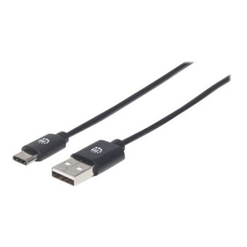 Manhattan USB-C to USB-A Cable, 50cm, Male to Male, Black, 480 Mbps (USB 2.0)