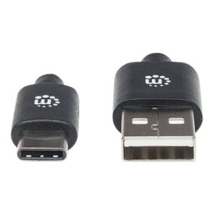 Manhattan USB-C to USB-A Cable, 2m, Male to Male, Black, 480 Mbps (USB 2.0)