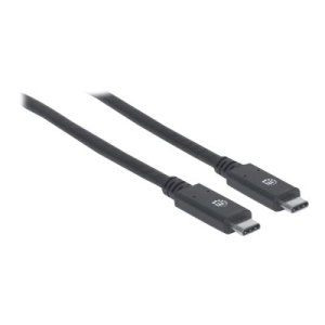 Manhattan USB-C to USB-C Cable, 2m, Male to Male, Black, 5 Gbps (USB 3.2 Gen1 aka USB 3.0)