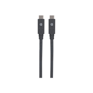 Manhattan USB-C to USB-C Cable, 2m, Male to Male, Black, 5 Gbps (USB 3.2 Gen1 aka USB 3.0)