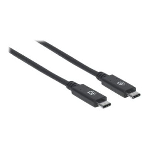 Manhattan USB-C to USB-C Cable, 1m, Male to Male, Black, 10 Gbps (USB 3.2 Gen2 aka USB 3.1)