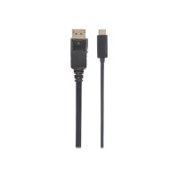 Manhattan USB-C to DisplayPort Cable, 4K@60Hz, 1m, Male to Male, Black, Three Year Warranty, Polybag - Adapterkabel - 24 pin USB-C (M)