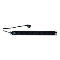 LogiLink - Power distribution unit (rack mountable) - AC 230 V - Input, input CEE 7/7 - Output connections: 8 (IEC 60320 C13) - 1U - 48.3 cm (19") - 2 m - Black, RAL 9005