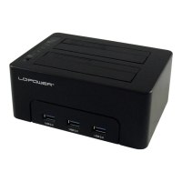 LC-Power LC-DOCK-U3-HUB - HDD-Dockingstation mit Netzanzeige, 3-Port-USB-Hub, Ein/Aus-Schalter, Klon-Funktion Schächte: 2 - 2,5" / 3,5" gemeinsam genutzt (6,4 cm/8,9 cm gemeinsam genutzt)