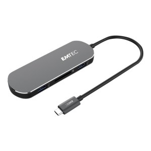 EMTEC HUB 6-in-1 Type-C T650C - Hub - 3 x USB 3.1 Gen 1 + 1 x USB-C (Stromdurchsatz)