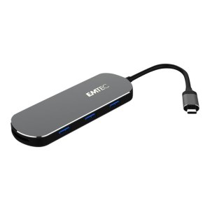 EMTEC HUB 6-in-1 Type-C T650C - Hub - 3 x USB 3.1 Gen 1 + 1 x USB-C (Stromdurchsatz)