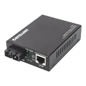 Intellinet Gigabit PoE+ Media Converter, 1000Base-T RJ45 Port to 1000Base-LX (SC)