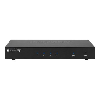 Techly 4 Port DisplayPort 1.2 KVM Switch with Hub and audio - KVM-/Audio-/USB-Switch - 4 x KVM/Audio - 1 utente locale - Desktop