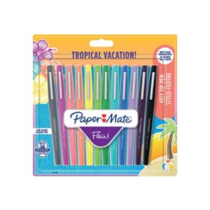 Paper Mate FLAIR Tropical Vacation - Filzstift - verschiedene Farben - wasserbasierte Tinte - 1 mm - Mittel (Packung mit 12)