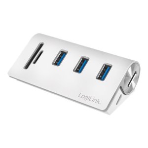 LogiLink USB 3.0 3-Port Hub with Card Reader - Hub - 3 x...