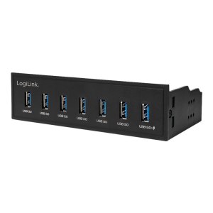 LogiLink USB 3.0 hub, 7-port 5.25" internal, with fast charging port - Hub - 6 x SuperSpeed USB 3.0 + 1 x SuperSpeed USB 3.0 (charging)