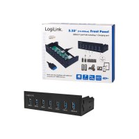 LogiLink USB 3.0 hub, 7-port 5.25" internal, with fast charging port - Hub - 6 x SuperSpeed USB 3.0 + 1 x SuperSpeed USB 3.0 (charging)